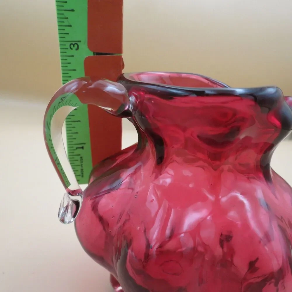 Unbranded Small Cranberry Melon Glass Pitcher